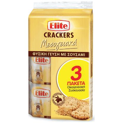 ELITE κράκερ φυσική γεύση οικογενειακή συσκευασία 3x105g