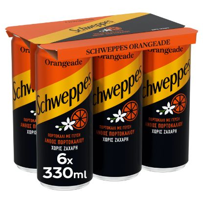 SCHWEPPES αναψυκτικό πορτοκαλάδα χωρίς ζάχαρη 6x330ml