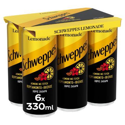 SCHWEPPES αναψυκτικό Λεμόνι Περγαμόντο & Ιβίσκος χωρίς ζάχαρη 6x330ml